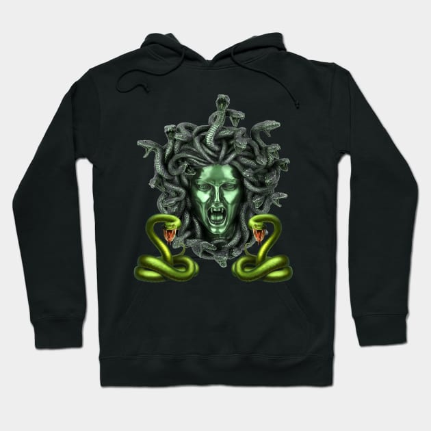 Green Snake Medusa Gorgon Hoodie by Atteestude